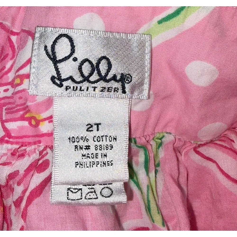 Lilly Pulitzer‎ Skirt Toddler 2T Green Pink Floral Polka Dot Vintage